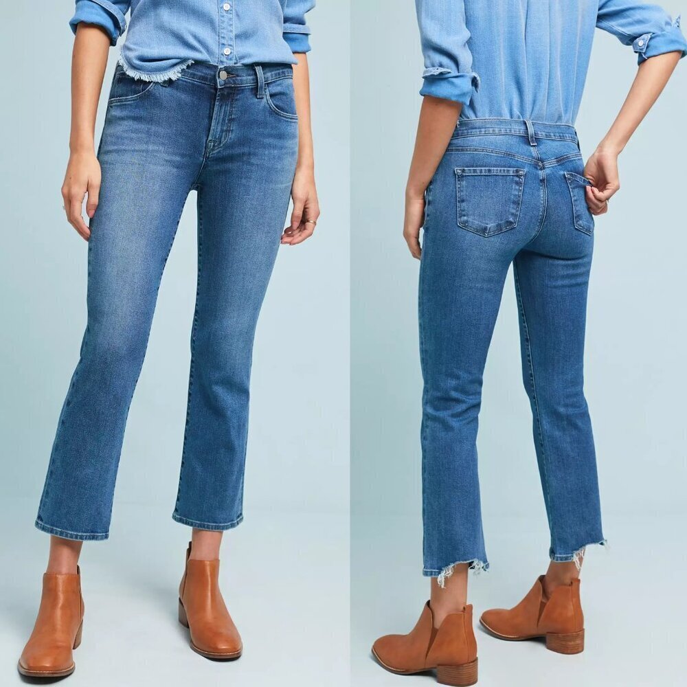 J Brand Selena Mid-Rise Cropped Bootcut Jeans Size 32